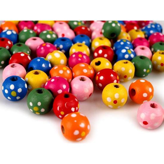 Mărgele din lemn colorate cu buline, ø12 mm - Mix (1700 Bucăți) Mărgele din lemn colorate cu buline, ø12 mm - Mix (1700 Bucăți)