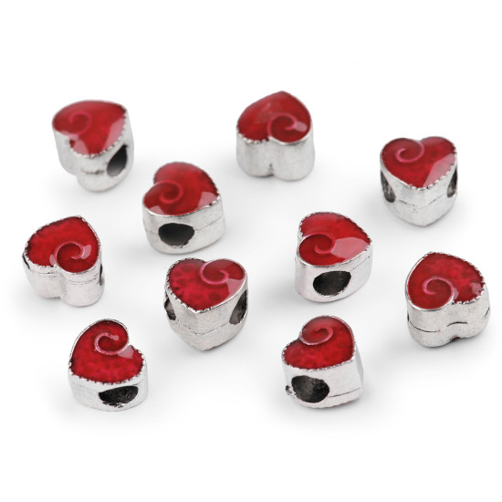 Mărgele metalice, model inimioară, 10x10 mm - Roșu (20 Bucăți) Mărgele metalice, model inimioară, 10x10 mm - Roșu (20 Bucăți)