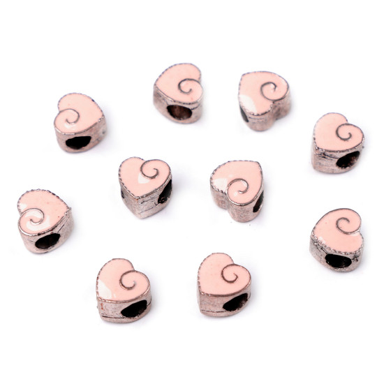 Mărgele metalice, model inimioară, 10x10 mm - Roșu (20 Bucăți) Mărgele metalice, model inimioară, 10x10 mm - Roșu (20 Bucăți)