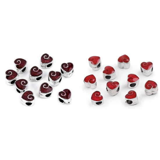 Mărgele metalice, model inimioară, 10x10 mm - Roșu (20 Bucăți) Mărgele metalice, model inimioară, 10x10 mm - Roșu (20 Bucăți)