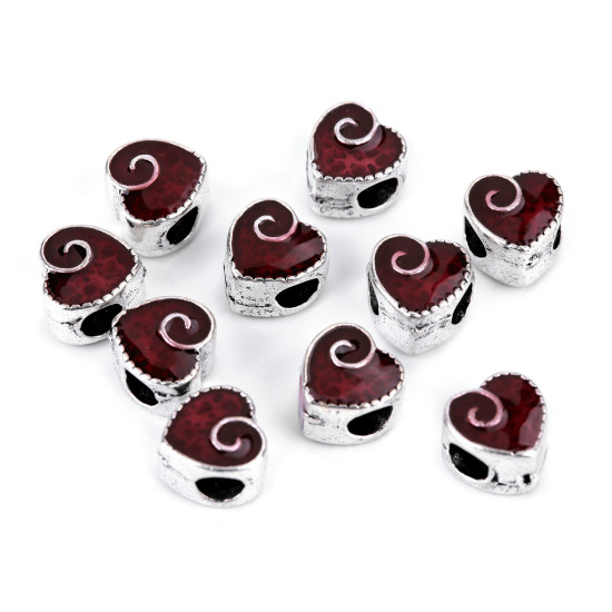 Mărgele metalice, model inimioară, 10x10 mm - Roșu (20 Bucăți) Mărgele metalice, model inimioară, 10x10 mm - Roșu (20 Bucăți)