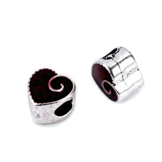 Mărgele metalice, model inimioară, 10x10 mm - Roșu (20 Bucăți) Mărgele metalice, model inimioară, 10x10 mm - Roșu (20 Bucăți)