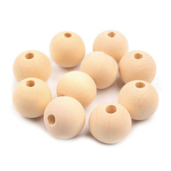 Mărgele din lemn natur, ø18 mm - Natural deschis (10 Bucăți)