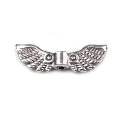 Distanțier bijuterii, model aripi, 7x22 mm - Platinum (10 Bucăți)