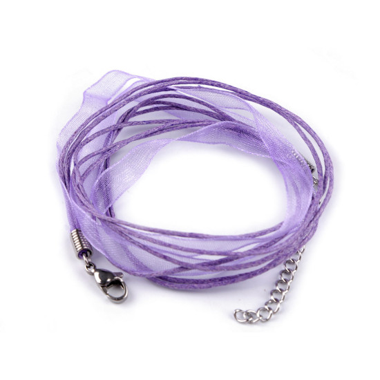 Bază colier organza și șnur cerat, 43 cm - Alb (2 Bucăți) Bază colier organza și șnur cerat, 43 cm - Alb (2 Bucăți)