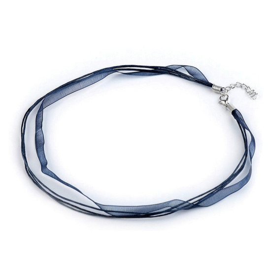 Bază colier organza și șnur cerat, 43 cm - Alb (2 Bucăți) Bază colier organza și șnur cerat, 43 cm - Alb (2 Bucăți)