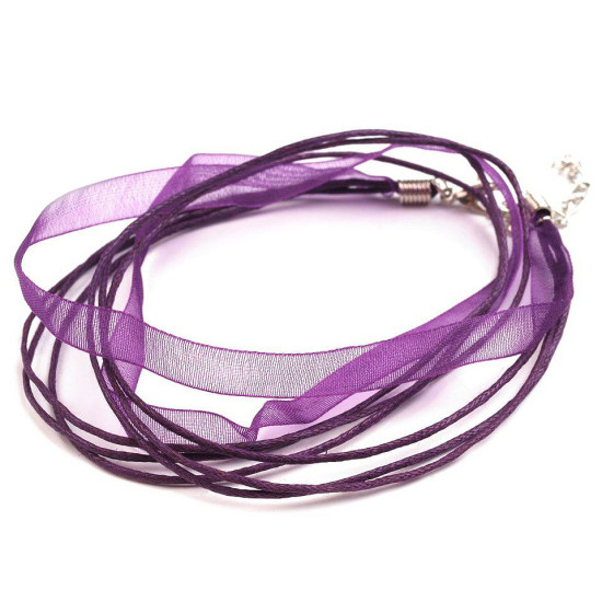 Bază colier organza și șnur cerat, 43 cm - Alb (2 Bucăți) Bază colier organza și șnur cerat, 43 cm - Alb (2 Bucăți)