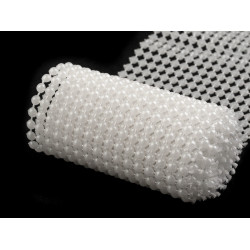 Bandă decorativă cu perle, lățime 50 mm - Alb sidefat (36 Metri)