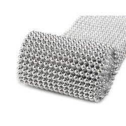 Bandă decorativă cu perle, lățime 50 mm - Argintiu (36 Metri)