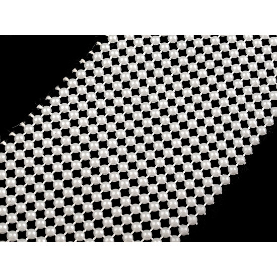 Bandă decorativă cu perle, lățime 50 mm - Alb sidefat (36 Metri) Bandă decorativă cu perle, lățime 50 mm - Alb sidefat (36 Metri)