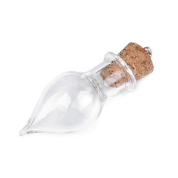 Pandantiv sticluță cu dop, 13x37 mm - Transparent (10 Fiole)