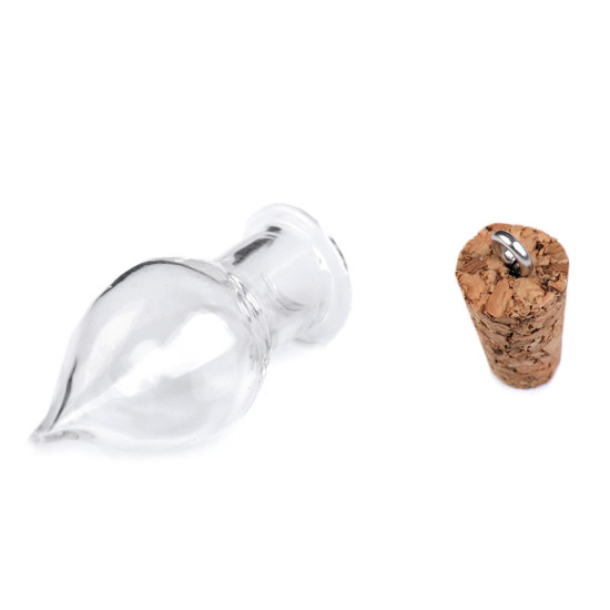 Pandantiv sticluță cu dop, 13x37 mm - Transparent (50 Fiole) Pandantiv sticluță cu dop, 13x37 mm - Transparent (50 Fiole)