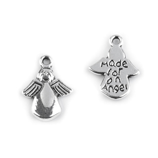 Pandantiv îngeraș 13x18 mm - Platinum (5 Bucăți) Pandantiv îngeraș 13x18 mm - Platinum (5 Bucăți)