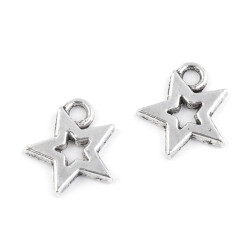 Pandantiv steluță, 12x12 mm - Platinum (10 Bucăți)