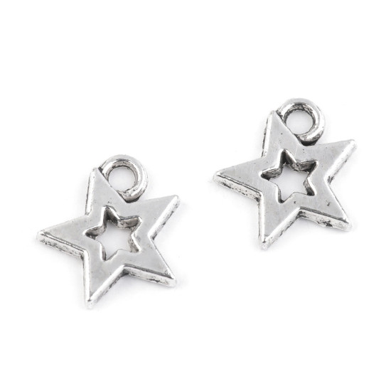 Pandantiv steluță, 12x12 mm - Platinum (10 Bucăți) Pandantiv steluță, 12x12 mm - Platinum (10 Bucăți)