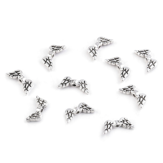 Distanțier bijuterii, model aripi, 7x15 mm - Platinum (10 Bucăți) Distanțier bijuterii, model aripi, 7x15 mm - Platinum (10 Bucăți)