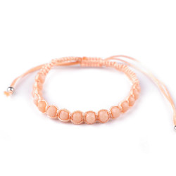 Brăţară shamballa cu mărgele fațetate - Roz somon (1 Bucată)