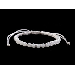 Brăţară shamballa cu mărgele fațetate - Alb (1 Bucată)