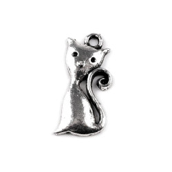 Pandantiv pisică, 12x25 mm - Platinum (5 Bucăți)