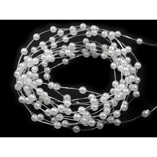 Ghirlandă decorativă perle, ø2-3 mm - Alb (30 Metri) Ghirlandă decorativă perle, ø2-3 mm - Alb (30 Metri)