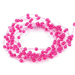 Ghirlandă decorativă perle, ø2-3 mm - Roz neon (150 Metri)