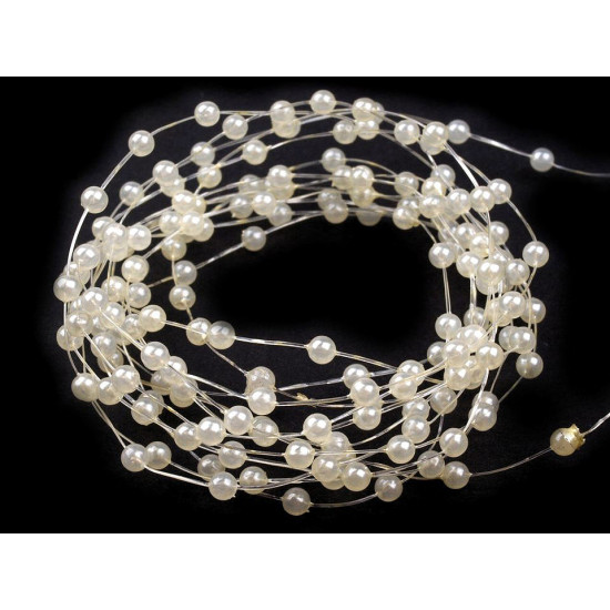 Ghirlandă decorativă perle, ø2-3 mm - Alb (30 Metri) Ghirlandă decorativă perle, ø2-3 mm - Alb (30 Metri)