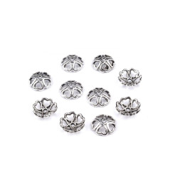 Capace mărgele, model inimioare, ø10-11mm - Platinum (10 Bucăți)