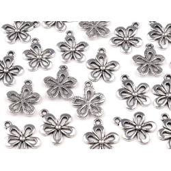 Pandantiv floare, 15x18 mm - Platinum (10 Bucăți)