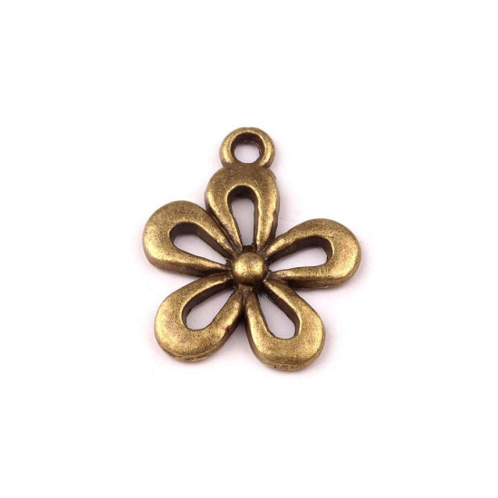 Pandantiv floare, 15x18 mm - Platinum (10 Bucăți) Pandantiv floare, 15x18 mm - Platinum (10 Bucăți)