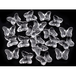 Fluturi decorativi din plastic, 15x18 mm - Transparent (100 Bucăți)