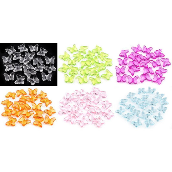 Fluturi decorativi din plastic, 15x18 mm - Transparent (480 Bucăți)