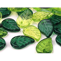Mărgele frunză, mix, 9x14 mm - Verde (500 Grame)