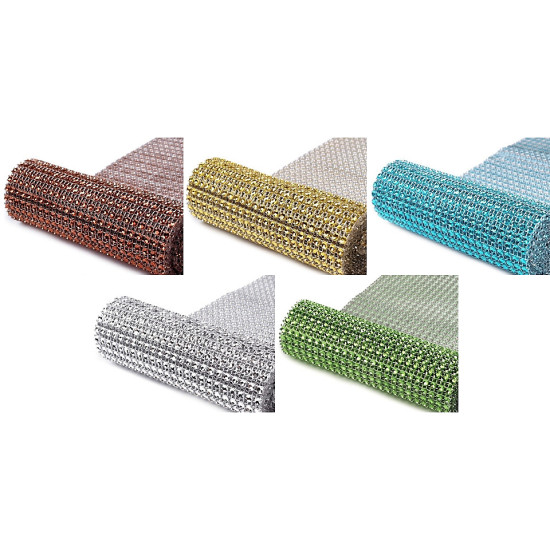 Bandă imitații cristale, lățime 11,5 cm, cal. a 2-a - Auriu (1 Metru) Bandă imitații cristale, lățime 11,5 cm, cal. a 2-a - Auriu (1 Metru)