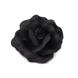 Broșă / clamă de păr trandafir, ø6 cm - Negru (1 Bucată)