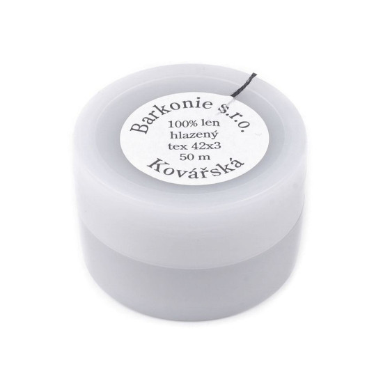 Ață din in, ghem în cutie de plastic, 50 m - Negru (10 Bucăți) Ață din in, ghem în cutie de plastic, 50 m - Negru (10 Bucăți)