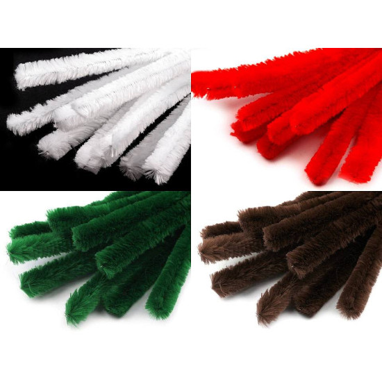 Sârmă plușată, ø15 mm, lungime 30 cm - Verde brad (10 Bucăți) Sârmă plușată, ø15 mm, lungime 30 cm - Verde brad (10 Bucăți)
