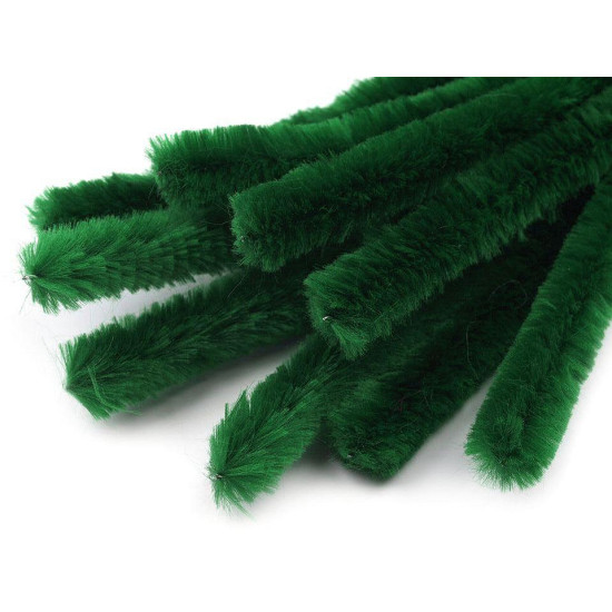 Sârmă plușată, ø15 mm, lungime 30 cm - Verde brad (10 Bucăți) Sârmă plușată, ø15 mm, lungime 30 cm - Verde brad (10 Bucăți)