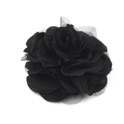 Broșă / clamă de păr trandafir, ø9 cm - Negru (1 Bucată)