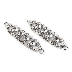 Ornament vestimentar cu strasuri, 12x50 mm - Argintiu (10 Bucăți)