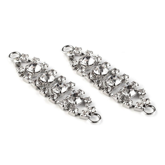 Ornament vestimentar cu strasuri, 12x50 mm - Argintiu (2 Bucăți) Ornament vestimentar cu strasuri, 12x50 mm - Argintiu (2 Bucăți)