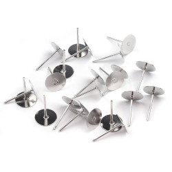 Bază cercei cu tijă, ø8 mm - Platinum (1000 Bucăți)