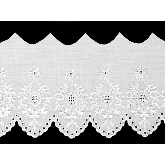 Dantela madeira brodata 15 cm - Alb (1 Metru)