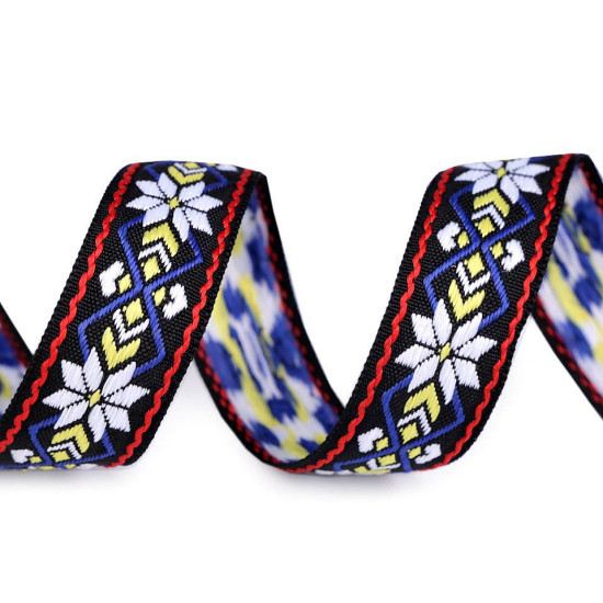 Panglică țesută, motiv indian, lățime 24 mm - Alb (10 Metri) Panglică țesută, motiv indian, lățime 24 mm - Alb (10 Metri)
