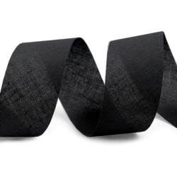 Bandă bias bumbac nepliată, lățime 30 mm - Negru (100 Metri)