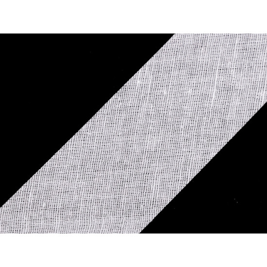 Bandă bias bumbac nepliată, lățime 30 mm - Alb (100 Metri) Bandă bias bumbac nepliată, lățime 30 mm - Alb (100 Metri)