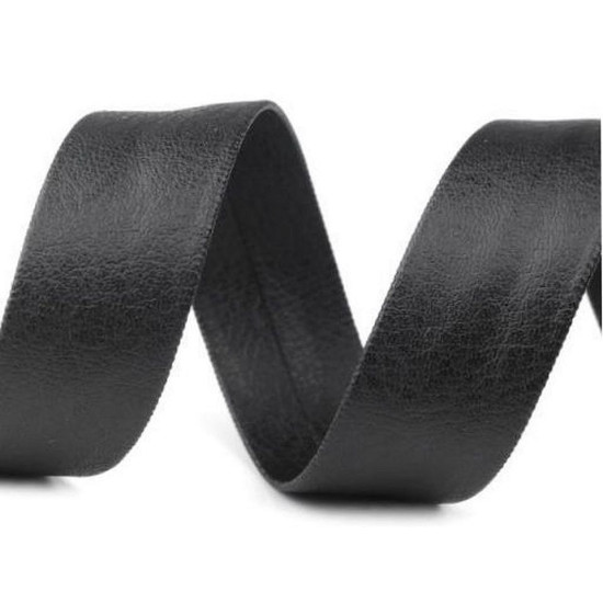 Bandă bias imitație piele, lățime 15 mm - Negru (1 Metru)