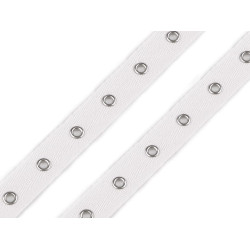 Bandă bumbac cu ocheți metalici, lățime 20 mm - Alb (1 Metru)