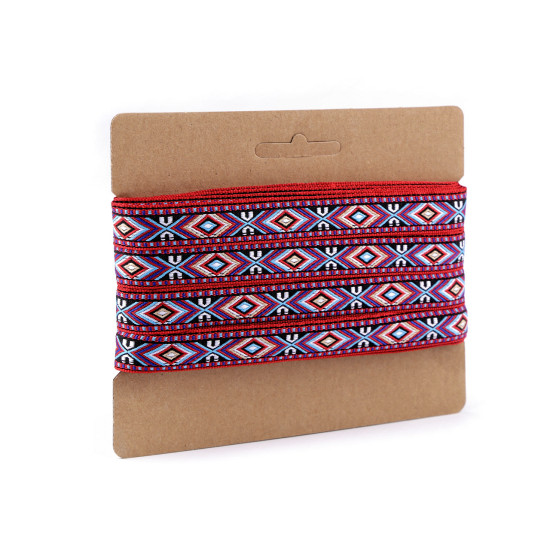 Panglică țesută, motiv indian, lățime 16 mm - Roșu (45 Metri) Panglică țesută, motiv indian, lățime 16 mm - Roșu (45 Metri)