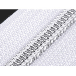 Fermoar spiralat argintiu, no 7 lungime 60 cm - Alb (1 Bucată)