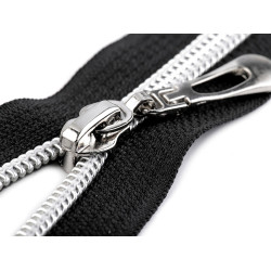 Fermoar spiralat argintiu, no 7 lungime 70 cm - Negru (1 Bucată)